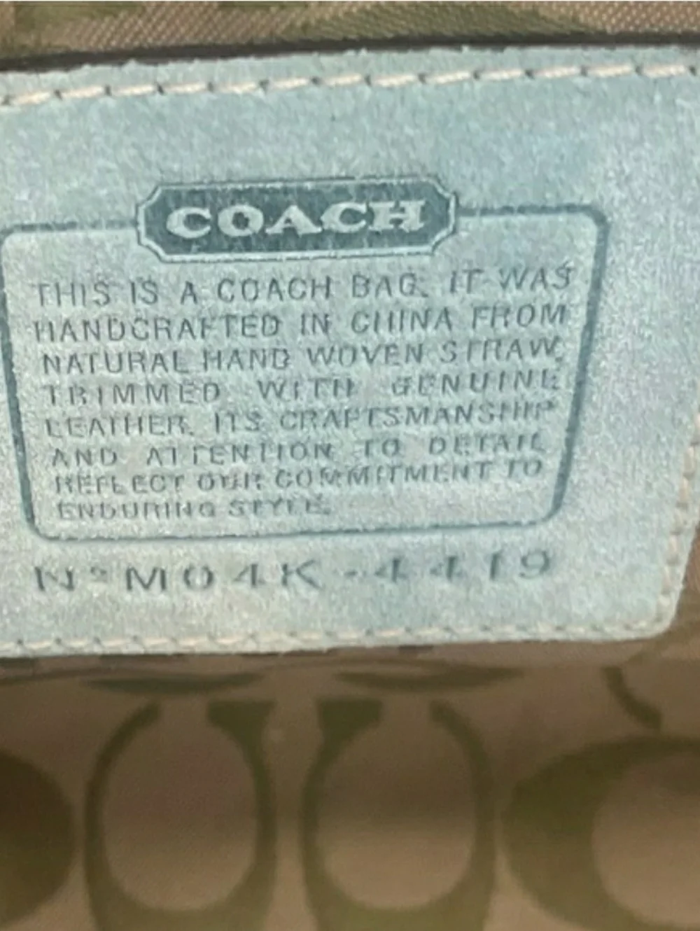 Coach Vintage Lt. Ed. Sea Foam Woven Boxy Tote Bag EUC